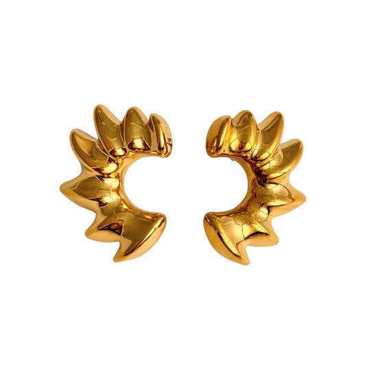 Gold Sunburst Sculptural Earrings