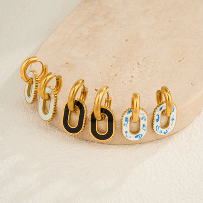 Enamel Link Charm Earrings