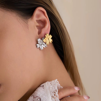 Dual Bloom Mixed Flower Earrings