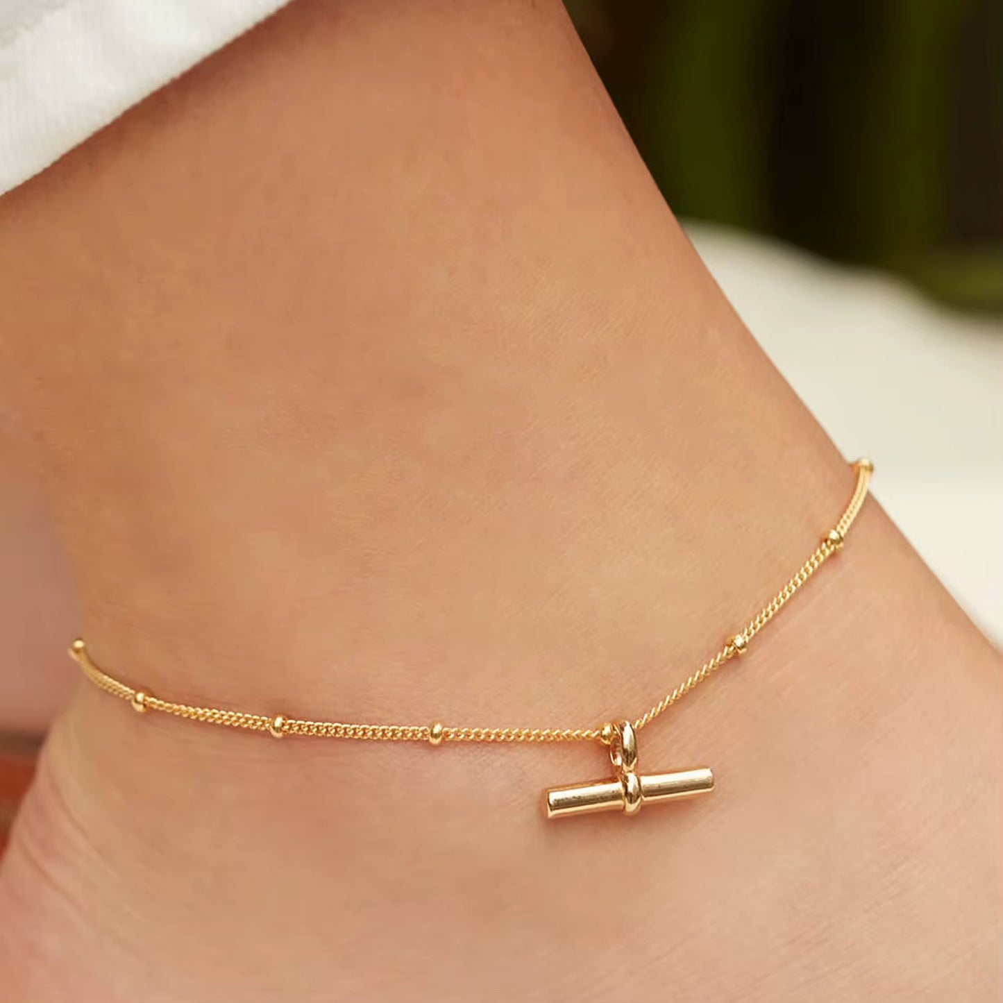 T-Bar Gold Anklet