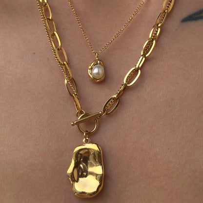Layered Chain Pendant Necklace
