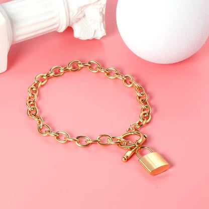 Gold Lock Chain Bracelet