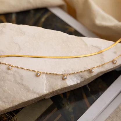Layered Crystal Snake Chain Necklace