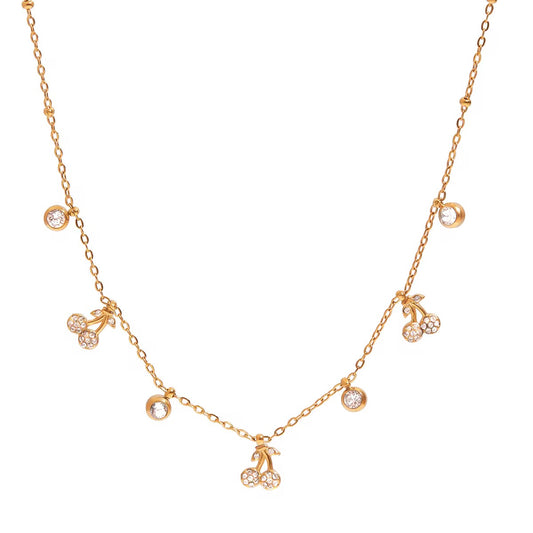 Crystal Cherry Charm Necklace