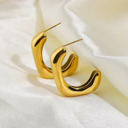 Curved Gold Hoop Earrings