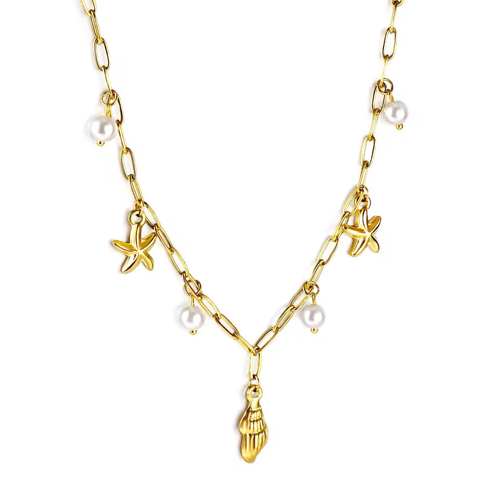 Starfish Shell Pearl Necklace