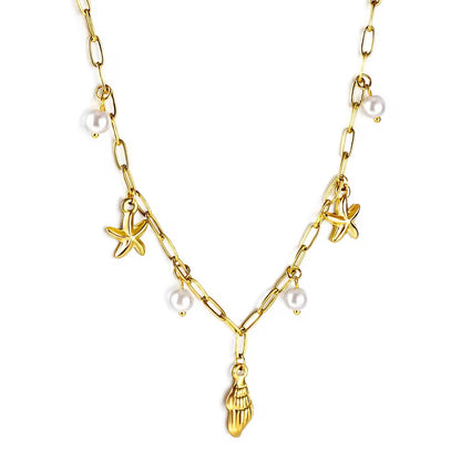 Starfish Shell Pearl Necklace