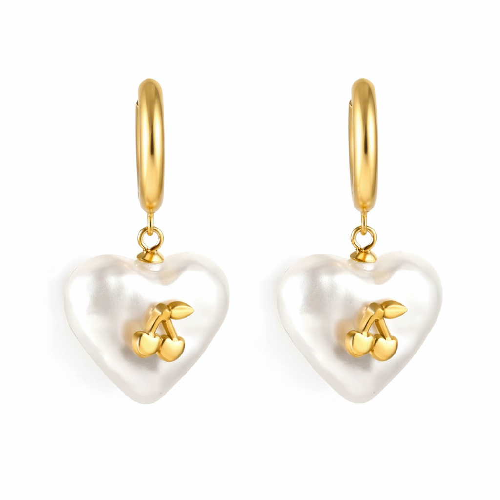 Cherry Heart Drop Earrings