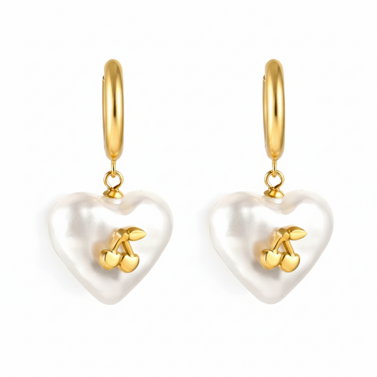 Cherry Heart Drop Earrings