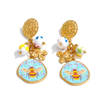 Bee Charm Statement Earrings