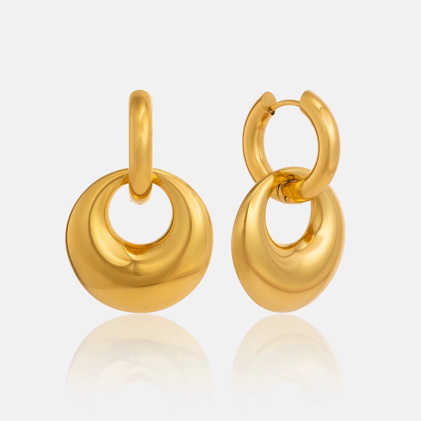 Luxe Double Circle Drop Earrings
