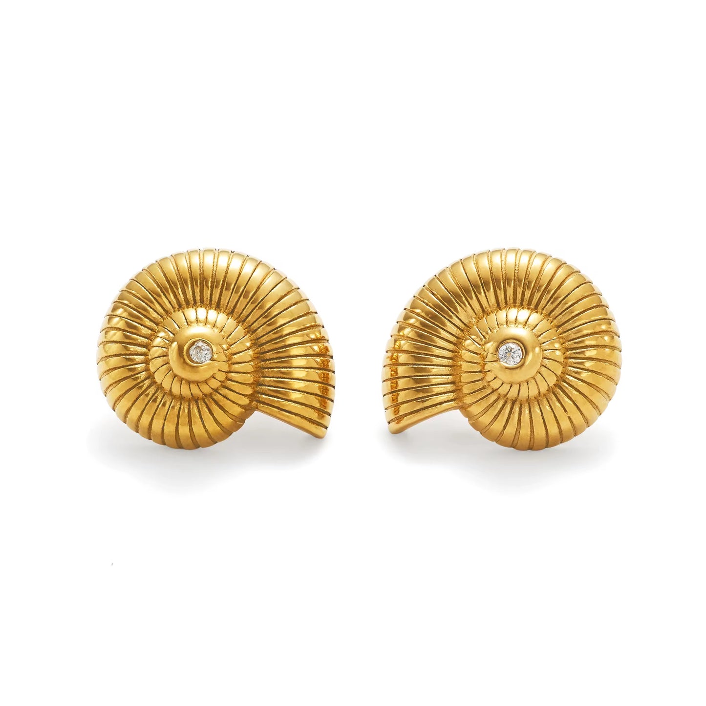 Golden Spiral Shell Earrings