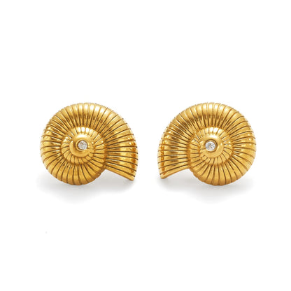 Golden Spiral Shell Earrings