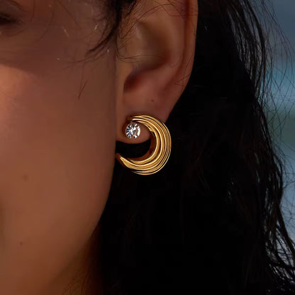 Celestial Crescent Crystal Earrings