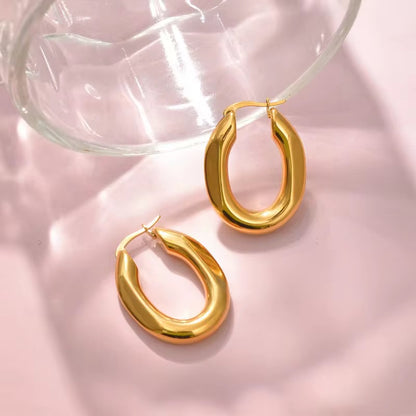 Classic Oval Gold Hoop Earrings