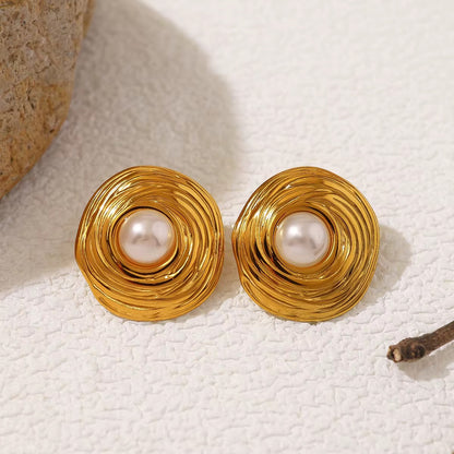 Vintage Pearl Spiral Earrings
