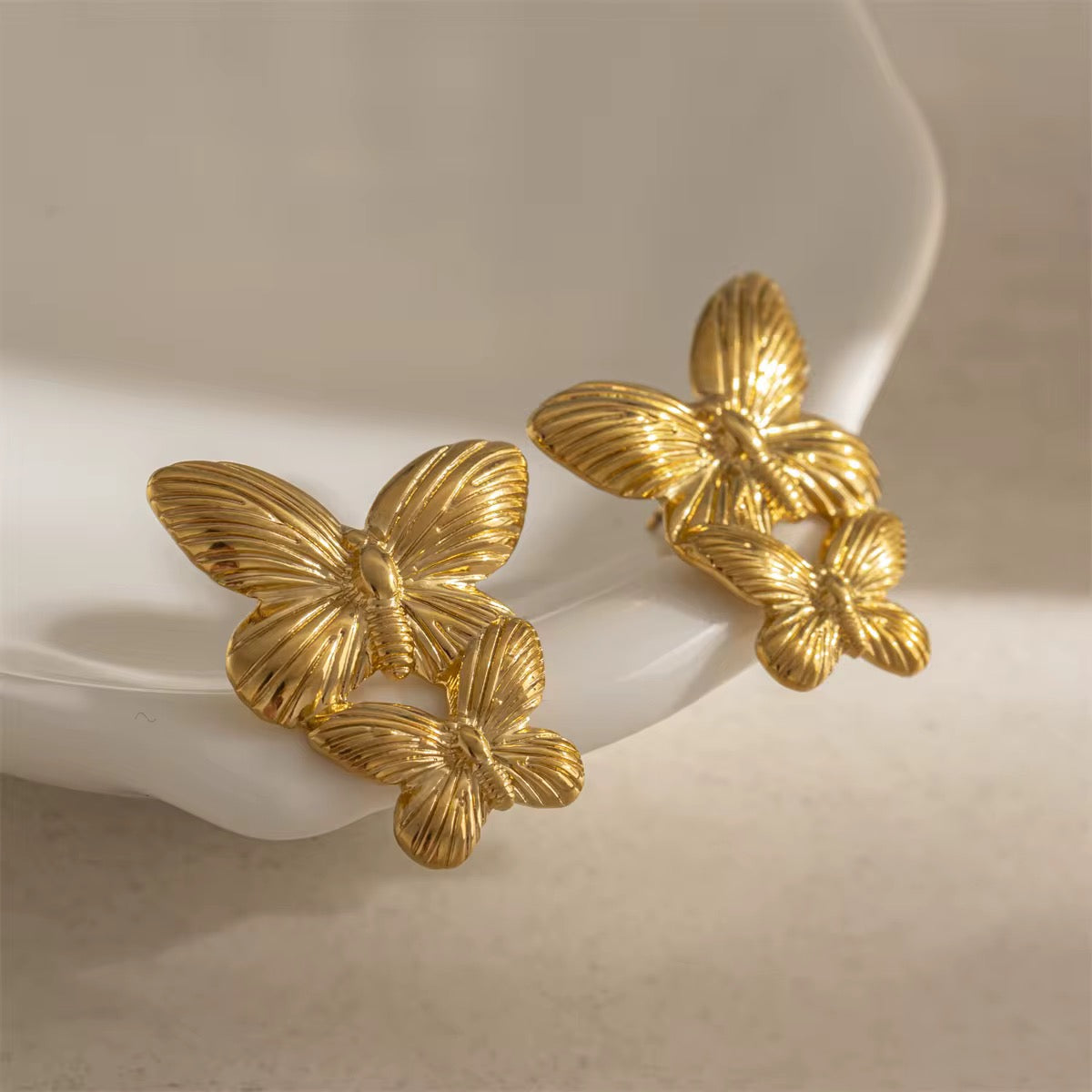 Golden Butterfly Statement Earrings