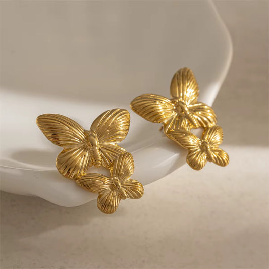Golden Butterfly Statement Earrings