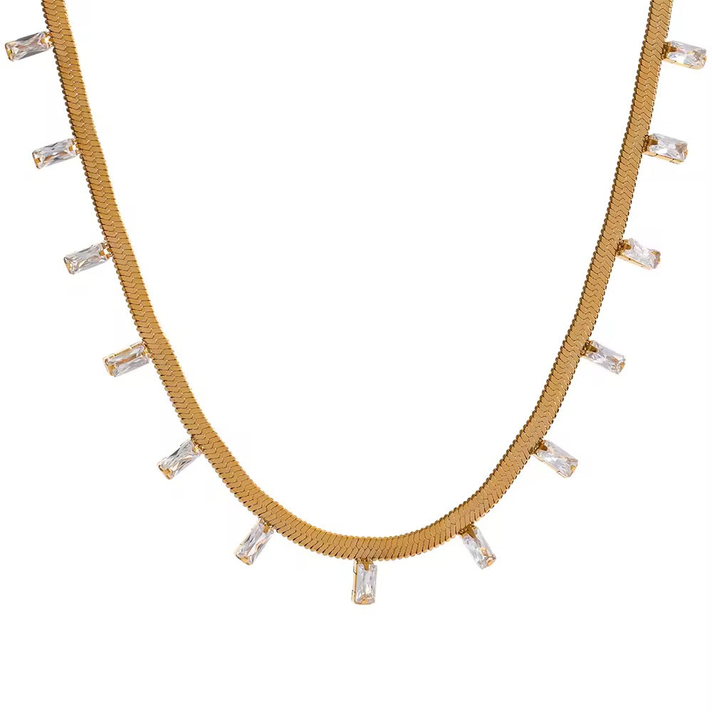 Emerald Drop Snake Chain Necklace