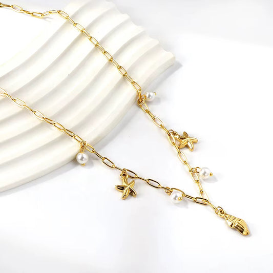 Starfish Shell Pearl Necklace