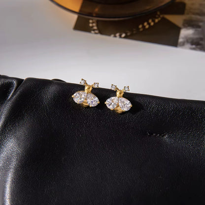 Golden Bee Zircon Stud Earrings