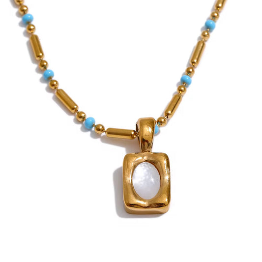 Gold Pendant Beaded Necklace