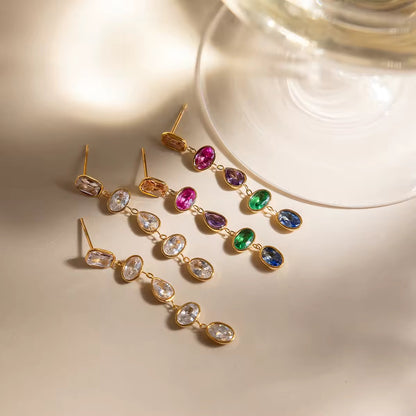 Zircon Tassel Drop Earrings