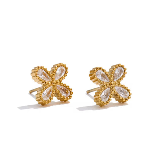 Floral Crystal Stud Earrings