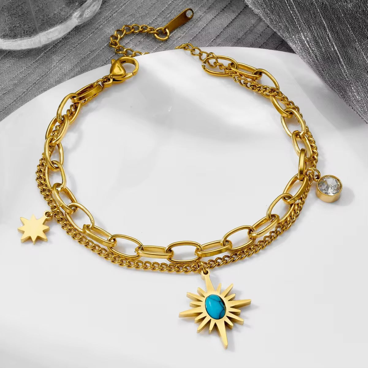Sun Charm Layered Bracelet