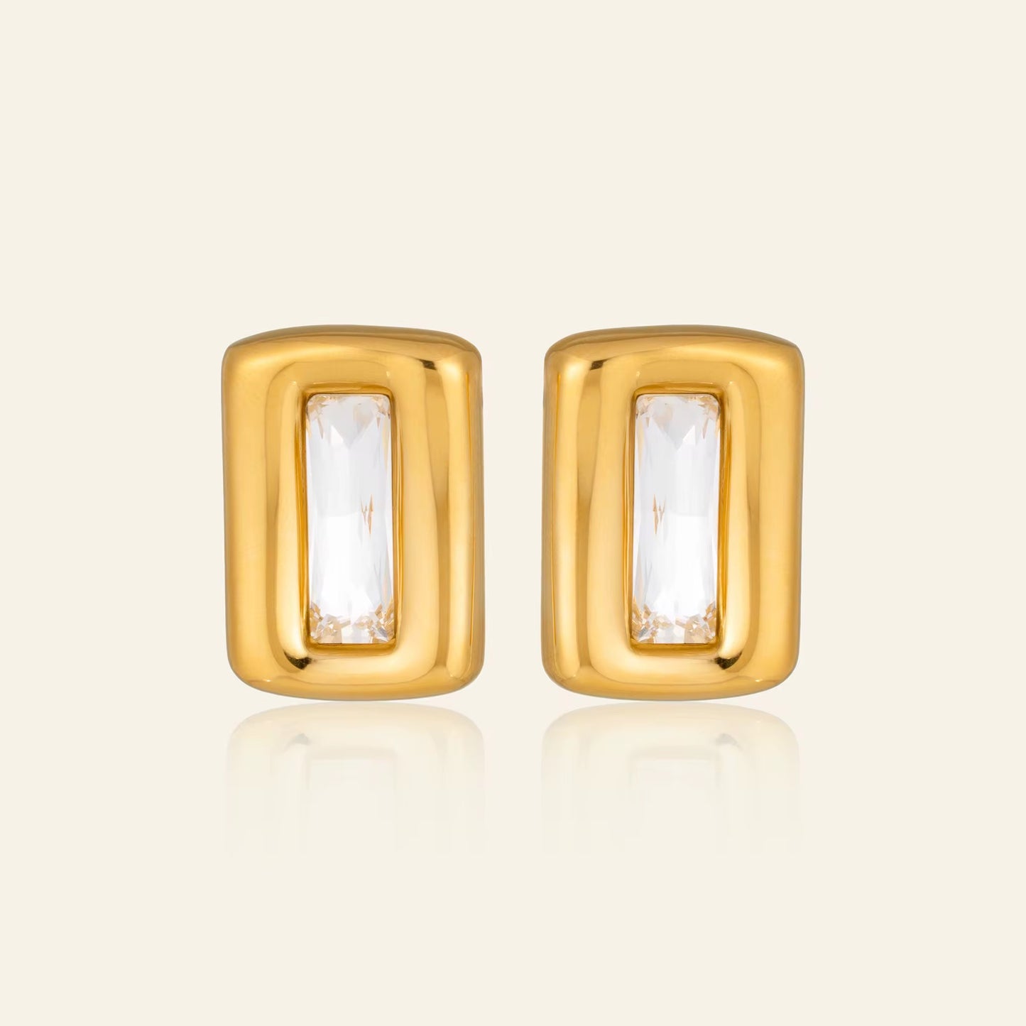 Rectangle Crystal Statement Stud Earrings