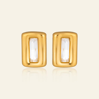 Rectangle Crystal Statement Stud Earrings