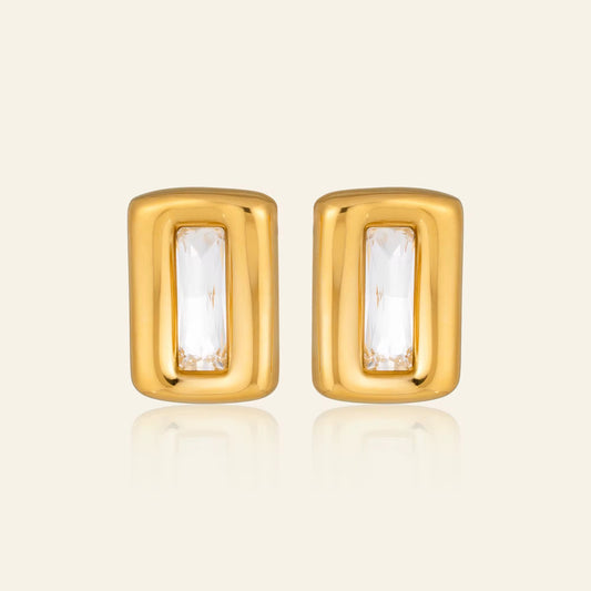 Rectangle Crystal Statement Stud Earrings