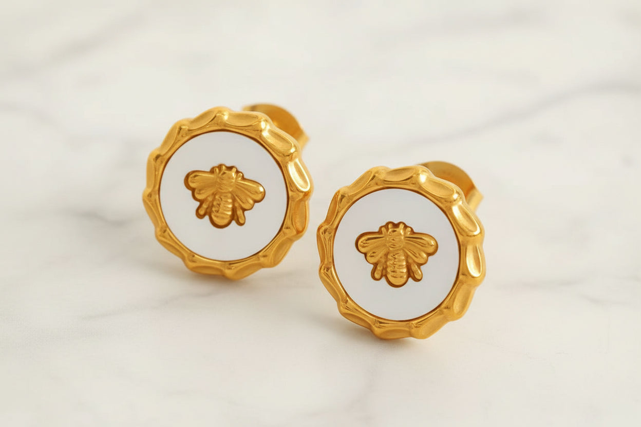 Bee Pearl Stud Earrings