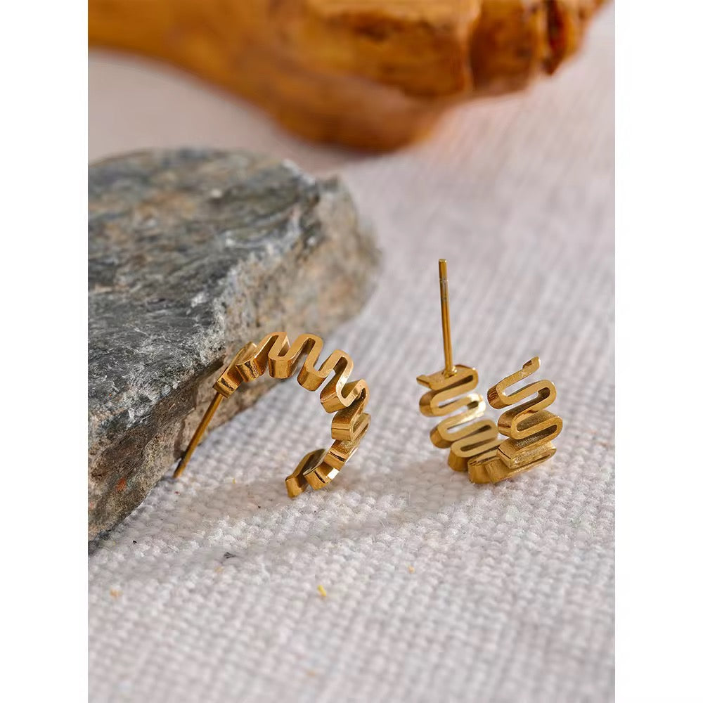 Golden Wave Hoop Earrings