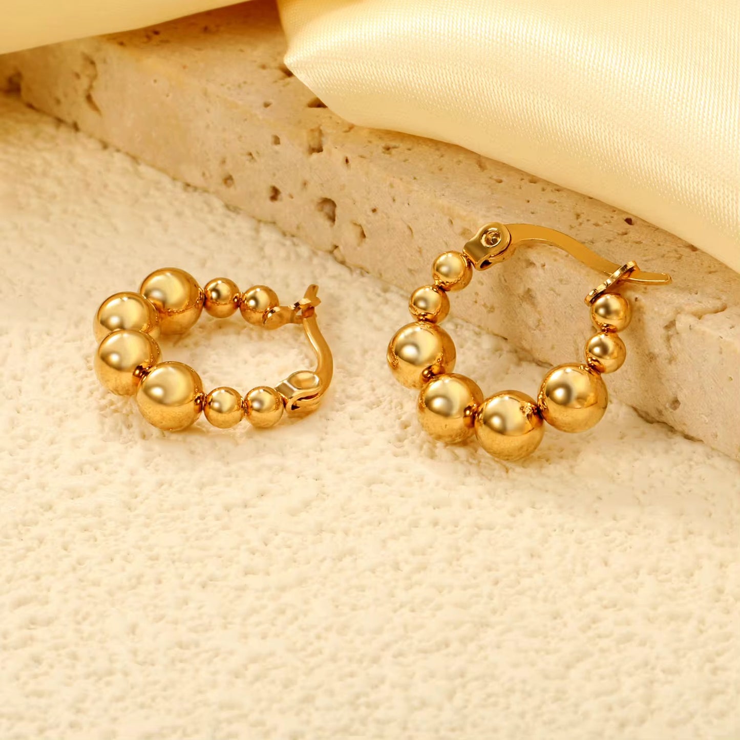 Golden Ball Hoop Earrings
