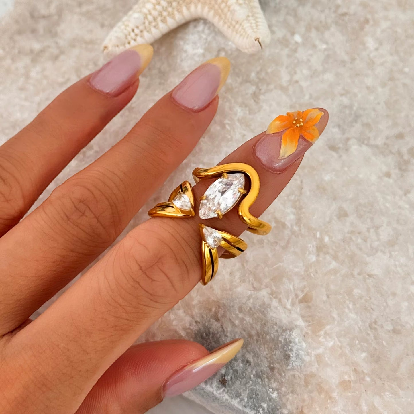 Marquise Glow Wave Ring