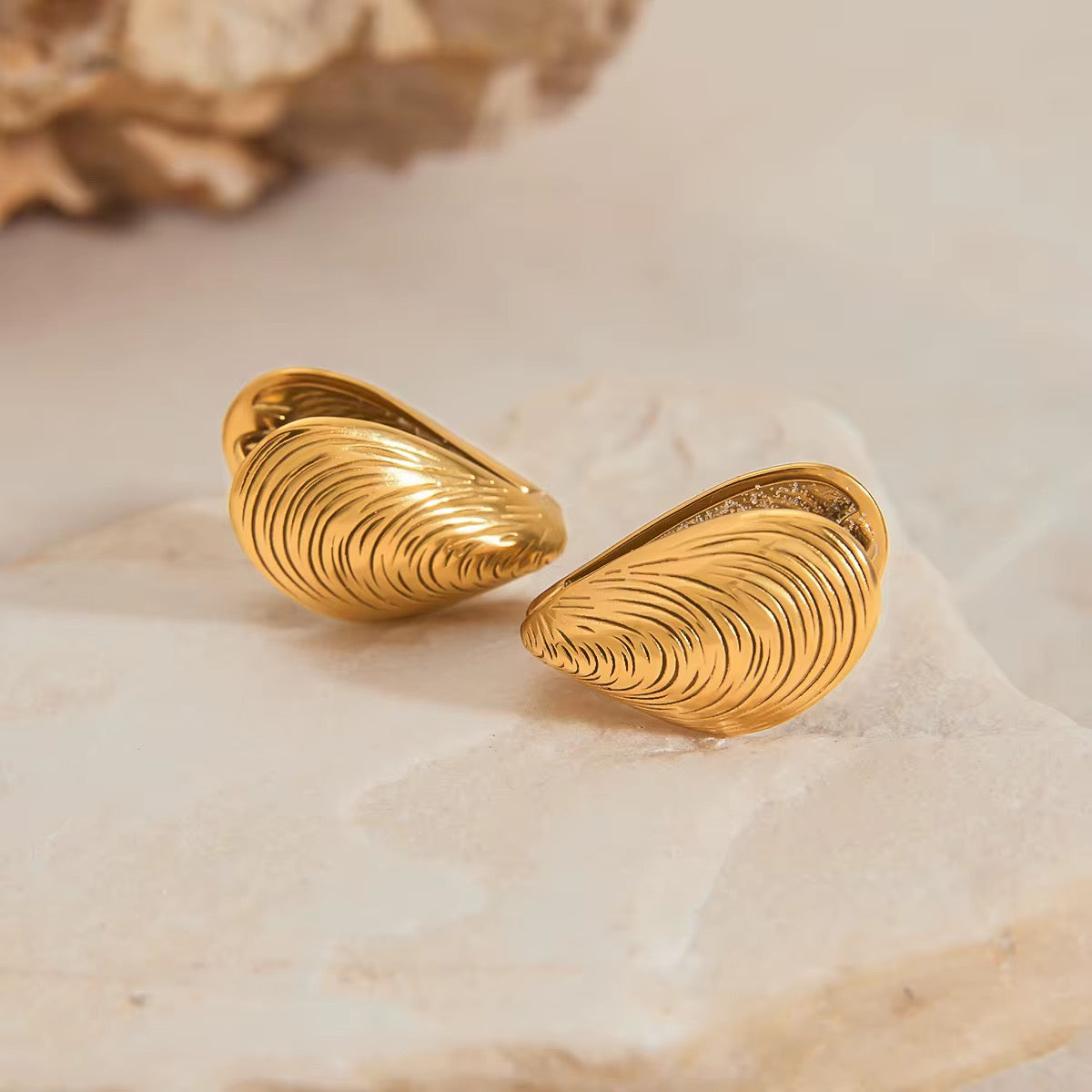 Golden Seashell Statement Earrings