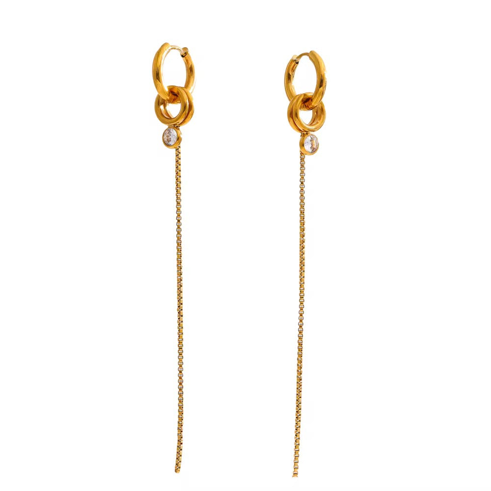 Elara Crystal Chain Drop Earrings