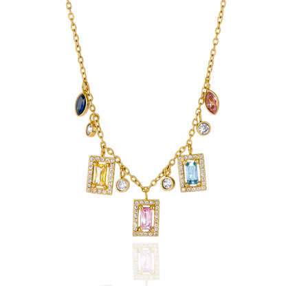 Gemstone Charm Cascade Necklace
