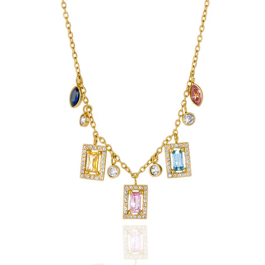Gemstone Charm Cascade Necklace