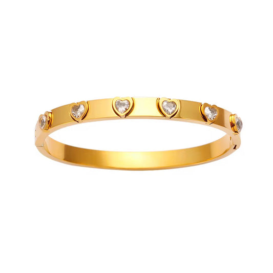 Heart Crystal Bangle Bracelet