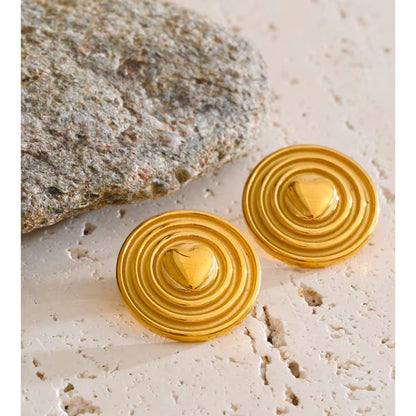Golden Aura Spiral Stud Earrings