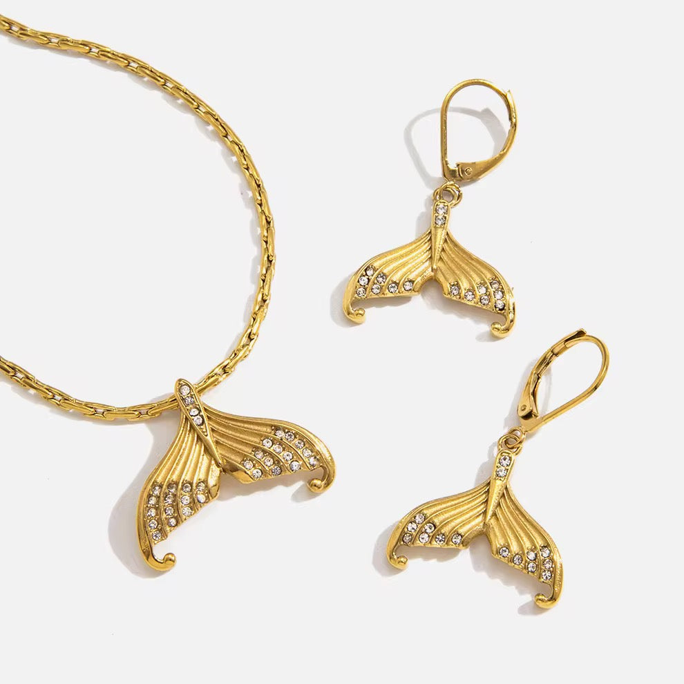 Mermaid Tail Necklace & Earring Set