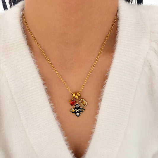 Multi-Charm Gold Pendant Necklace