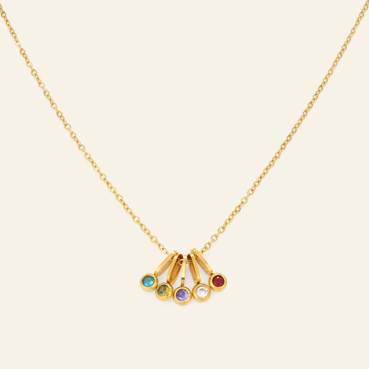 Rainbow Zirconia Drop Necklace