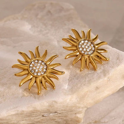 Radiant Sunburst Crystal Stud Earrings