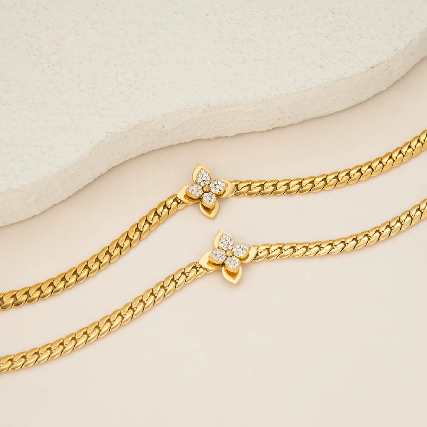 Luxe Floral Chain Choker Necklace