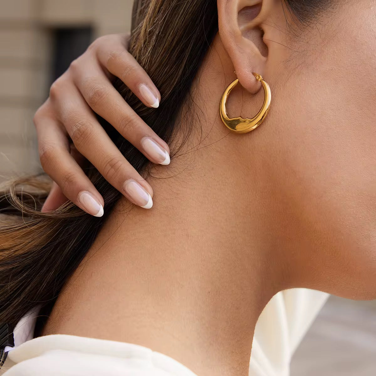 Classic Moon Hoop Earrings