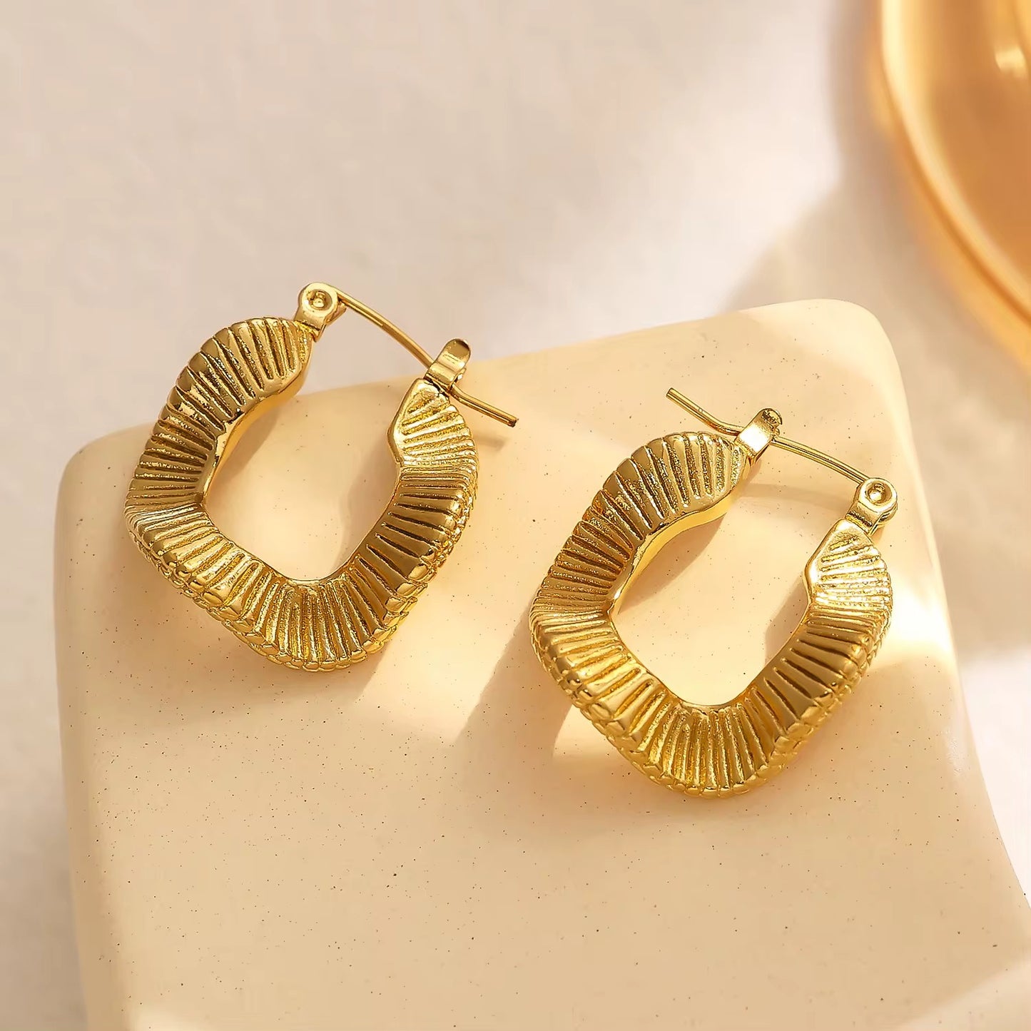 Gold Textured Chunky Hoop Earrings