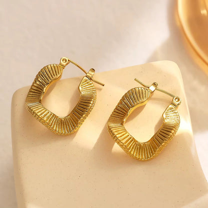 Gold Textured Chunky Hoop Earrings